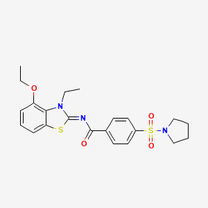 molecular formula C22H25N3O4S2 B2667612 N-[(2Z)-4-ethoxy-3-ethyl-2,3-dihydro-1,3-benzothiazol-2-ylidene]-4-(pyrrolidine-1-sulfonyl)benzamide CAS No. 533868-89-2