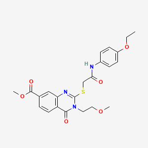 molecular formula C23H25N3O6S B2667637 methyl 2-({[(4-ethoxyphenyl)carbamoyl]methyl}sulfanyl)-3-(2-methoxyethyl)-4-oxo-3,4-dihydroquinazoline-7-carboxylate CAS No. 422530-92-5