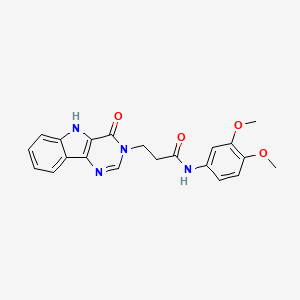 molecular formula C21H20N4O4 B2667654 N-(3,4-dimethoxyphenyl)-3-{4-oxo-3H,4H,5H-pyrimido[5,4-b]indol-3-yl}propanamide CAS No. 1105203-49-3