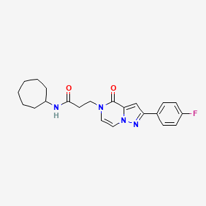 molecular formula C22H25FN4O2 B2667667 N-cycloheptyl-3-[2-(4-fluorophenyl)-4-oxopyrazolo[1,5-a]pyrazin-5(4H)-yl]propanamide CAS No. 1326917-39-8