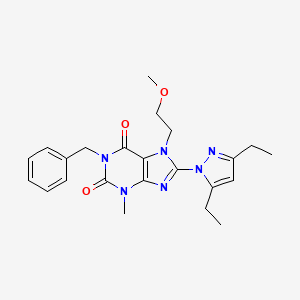 B2667677 1-benzyl-8-(3,5-diethyl-1H-pyrazol-1-yl)-7-(2-methoxyethyl)-3-methyl-1H-purine-2,6(3H,7H)-dione CAS No. 1014092-23-9