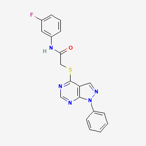 molecular formula C19H14FN5OS B2667678 N-(3-fluorophenyl)-2-({1-phenyl-1H-pyrazolo[3,4-d]pyrimidin-4-yl}sulfanyl)acetamide CAS No. 552830-17-8