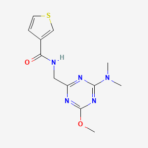 molecular formula C12H15N5O2S B2667689 N-((4-(dimethylamino)-6-methoxy-1,3,5-triazin-2-yl)methyl)thiophene-3-carboxamide CAS No. 2034576-06-0