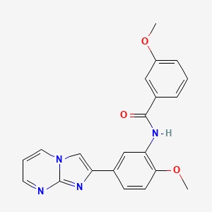 molecular formula C21H18N4O3 B2667698 N-(5-{imidazo[1,2-a]pyrimidin-2-yl}-2-methoxyphenyl)-3-methoxybenzamide CAS No. 847388-04-9