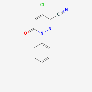 molecular formula C15H14ClN3O B2667710 1-[4-(Tert-butyl)phenyl]-4-chloro-6-oxo-1,6-dihydro-3-pyridazinecarbonitrile CAS No. 303150-46-1