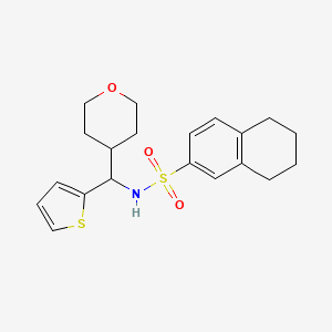 molecular formula C20H25NO3S2 B2667713 N-[(oxan-4-yl)(thiophen-2-yl)methyl]-5,6,7,8-tetrahydronaphthalene-2-sulfonamide CAS No. 2309752-17-6