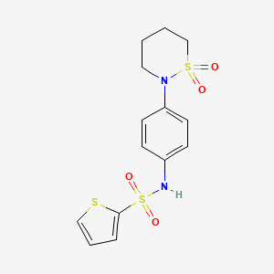 molecular formula C14H16N2O4S3 B2667807 N-[4-(1,1-dioxo-1lambda6,2-thiazinan-2-yl)phenyl]thiophene-2-sulfonamide CAS No. 941983-99-9