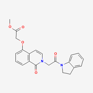 molecular formula C22H20N2O5 B2667932 methyl 2-({2-[2-(2,3-dihydro-1H-indol-1-yl)-2-oxoethyl]-1-oxo-1,2-dihydroisoquinolin-5-yl}oxy)acetate CAS No. 868224-85-5