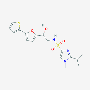 molecular formula C17H21N3O4S2 B2667951 N-{2-hydroxy-2-[5-(thiophen-2-yl)furan-2-yl]ethyl}-1-methyl-2-(propan-2-yl)-1H-imidazole-4-sulfonamide CAS No. 2319722-82-0