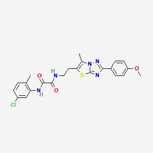 molecular formula C23H22ClN5O3S B2667971 N'-(5-chloro-2-methylphenyl)-N-{2-[2-(4-methoxyphenyl)-6-methyl-[1,2,4]triazolo[3,2-b][1,3]thiazol-5-yl]ethyl}ethanediamide CAS No. 896322-34-2