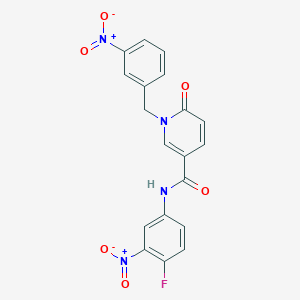 molecular formula C19H13FN4O6 B2668017 N-(4-fluoro-3-nitrophenyl)-1-[(3-nitrophenyl)methyl]-6-oxo-1,6-dihydropyridine-3-carboxamide CAS No. 941973-85-9