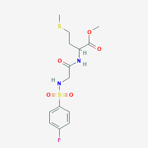 molecular formula C14H19FN2O5S2 B2668030 Methyl 2-[(2-{[(4-fluorophenyl)sulfonyl]amino}acetyl)amino]-4-(methylsulfanyl)butanoate CAS No. 1397007-12-3
