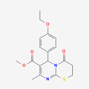 molecular formula C18H20N2O4S B2668050 methyl 6-(4-ethoxyphenyl)-8-methyl-4-oxo-2H,3H,4H,6H-pyrimido[2,1-b][1,3]thiazine-7-carboxylate CAS No. 608490-41-1