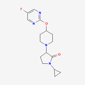 B2668083 1-Cyclopropyl-3-[4-(5-fluoropyrimidin-2-yl)oxypiperidin-1-yl]pyrrolidin-2-one CAS No. 2379950-01-1