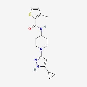 molecular formula C17H22N4OS B2668086 N-[1-(5-cyclopropyl-1H-pyrazol-3-yl)piperidin-4-yl]-3-methylthiophene-2-carboxamide CAS No. 1902945-71-4