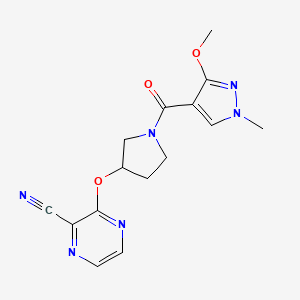 3-((1-(3-methoxy-1-methyl-1H-pyrazole-4-carbonyl)pyrrolidin-3-yl)oxy)pyrazine-2-carbonitrile