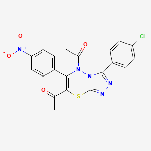 1-[5-acetyl-3-(4-chlorophenyl)-6-(4-nitrophenyl)-5H-[1,2,4]triazolo[3,4-b][1,3,4]thiadiazin-7-yl]ethanone