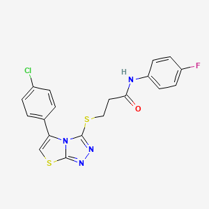 3-((5-(4-chlorophenyl)thiazolo[2,3-c][1,2,4]triazol-3-yl)thio)-N-(4-fluorophenyl)propanamide