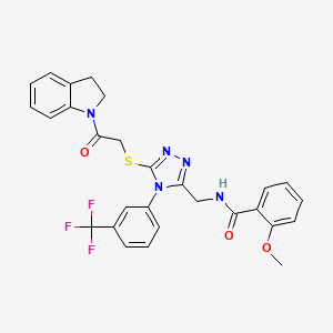 N-((5-((2-(indolin-1-yl)-2-oxoethyl)thio)-4-(3-(trifluoromethyl)phenyl)-4H-1,2,4-triazol-3-yl)methyl)-2-methoxybenzamide