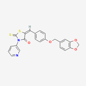 (E)-5-(4-(benzo[d][1,3]dioxol-5-ylmethoxy)benzylidene)-3-(pyridin-3-yl)-2-thioxothiazolidin-4-one
