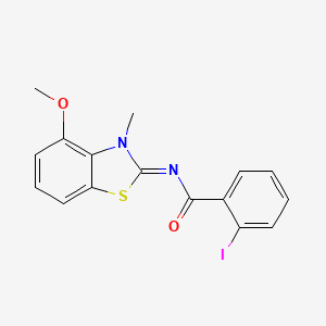 molecular formula C16H13IN2O2S B2668167 2-iodo-N-[(2E)-4-methoxy-3-methyl-2,3-dihydro-1,3-benzothiazol-2-ylidene]benzamide CAS No. 477295-12-8