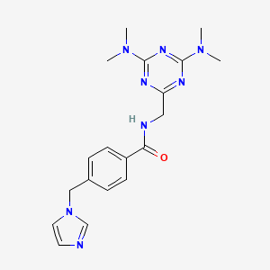 molecular formula C19H24N8O B2668201 4-((1H-imidazol-1-yl)methyl)-N-((4,6-bis(dimethylamino)-1,3,5-triazin-2-yl)methyl)benzamide CAS No. 2034573-24-3