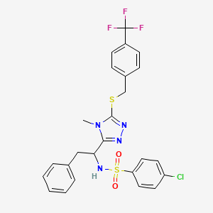 4-chloro-N-[1-(4-methyl-5-{[4-(trifluoromethyl)benzyl]sulfanyl}-4H-1,2,4-triazol-3-yl)-2-phenylethyl]benzenesulfonamide