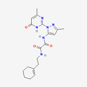 molecular formula C19H24N6O3 B2668218 N1-(2-(cyclohex-1-en-1-yl)ethyl)-N2-(3-methyl-1-(4-methyl-6-oxo-1,6-dihydropyrimidin-2-yl)-1H-pyrazol-5-yl)oxalamide CAS No. 1013890-08-8