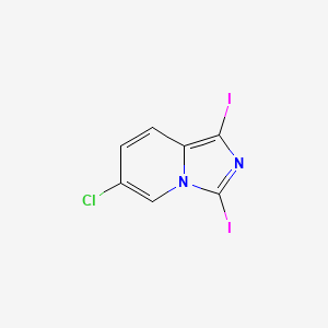 molecular formula C7H3ClI2N2 B2668220 6-Chloro-1,3-diiodoimidazo[1,5-a]pyridine CAS No. 1864073-61-9