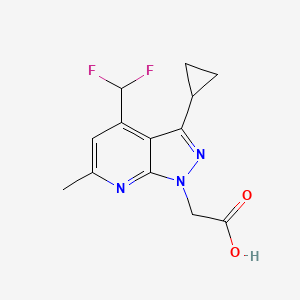 molecular formula C13H13F2N3O2 B2668248 2-(3-Cyclopropyl-4-(difluoromethyl)-6-methyl-1H-pyrazolo[3,4-b]pyridin-1-yl)acetic acid CAS No. 937607-22-2