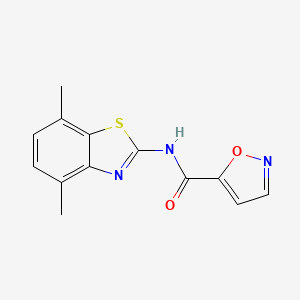 molecular formula C13H11N3O2S B2668251 N-(4,7-dimethylbenzo[d]thiazol-2-yl)isoxazole-5-carboxamide CAS No. 919752-21-9