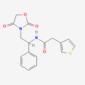 molecular formula C17H16N2O4S B2668311 N-(2-(2,4-dioxooxazolidin-3-yl)-1-phenylethyl)-2-(thiophen-3-yl)acetamide CAS No. 2034252-28-1
