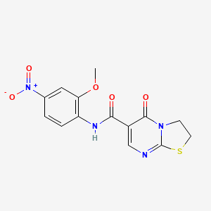 molecular formula C14H12N4O5S B2668324 N-(2-methoxy-4-nitrophenyl)-5-oxo-2H,3H,5H-[1,3]thiazolo[3,2-a]pyrimidine-6-carboxamide CAS No. 497072-55-6