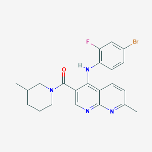 molecular formula C22H22BrFN4O B2668341 N-(4-bromo-2-fluorophenyl)-7-methyl-3-(3-methylpiperidine-1-carbonyl)-1,8-naphthyridin-4-amine CAS No. 1251624-22-2