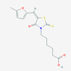 B2668344 6-[(5E)-5-[(5-methylfuran-2-yl)methylidene]-4-oxo-2-sulfanylidene-1,3-thiazolidin-3-yl]hexanoic acid CAS No. 301688-67-5