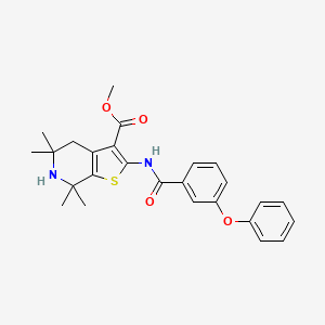 molecular formula C26H28N2O4S B2668361 Methyl 5,5,7,7-tetramethyl-2-(3-phenoxybenzamido)-4,5,6,7-tetrahydrothieno[2,3-c]pyridine-3-carboxylate CAS No. 887900-94-9