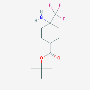 molecular formula C12H20F3NO2 B2668367 Tert-butyl 4-amino-4-(trifluoromethyl)cyclohexane-1-carboxylate CAS No. 2248272-73-1