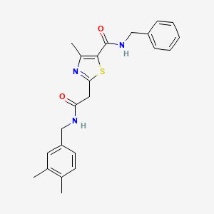 molecular formula C23H25N3O2S B2668373 N-benzyl-2-({[(3,4-dimethylphenyl)methyl]carbamoyl}methyl)-4-methyl-1,3-thiazole-5-carboxamide CAS No. 1251572-76-5