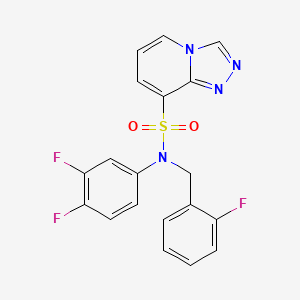 molecular formula C19H13F3N4O2S B2668393 N-(3,4-difluorophenyl)-N-[(2-fluorophenyl)methyl]-[1,2,4]triazolo[4,3-a]pyridine-8-sulfonamide CAS No. 1251686-70-0