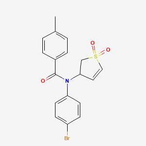 molecular formula C18H16BrNO3S B2668396 N-(4-bromophenyl)-N-(1,1-dioxido-2,3-dihydrothiophen-3-yl)-4-methylbenzamide CAS No. 863445-58-3
