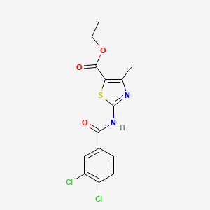 molecular formula C14H12Cl2N2O3S B2668448 Ethyl 2-(3,4-dichlorobenzamido)-4-methylthiazole-5-carboxylate CAS No. 392719-77-6