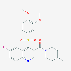 4-[(3,4-Dimethoxyphenyl)sulfonyl]-6-fluoro-3-[(4-methylpiperidin-1-yl)carbonyl]quinoline