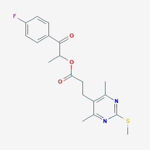 1-(4-Fluorophenyl)-1-oxopropan-2-yl 3-[4,6-dimethyl-2-(methylsulfanyl)pyrimidin-5-yl]propanoate