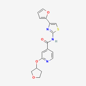 molecular formula C17H15N3O4S B2668473 N-[4-(furan-2-yl)-1,3-thiazol-2-yl]-2-(oxolan-3-yloxy)pyridine-4-carboxamide CAS No. 1903338-59-9