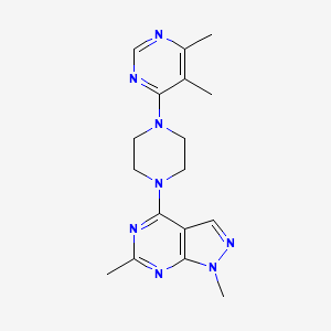 molecular formula C17H22N8 B2668478 4-(4-{1,6-dimethyl-1H-pyrazolo[3,4-d]pyrimidin-4-yl}piperazin-1-yl)-5,6-dimethylpyrimidine CAS No. 2380172-33-6