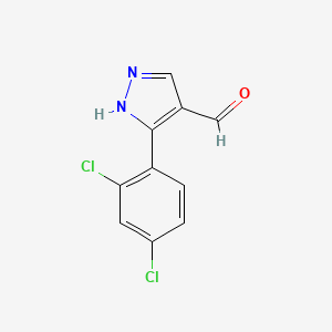 molecular formula C10H6Cl2N2O B2668481 5-(2,4-dichlorophenyl)-1H-pyrazole-4-carbaldehyde CAS No. 1031794-72-5
