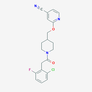 molecular formula C20H19ClFN3O2 B2668486 2-({1-[2-(2-Chloro-6-fluorophenyl)acetyl]piperidin-4-yl}methoxy)pyridine-4-carbonitrile CAS No. 2380040-90-2