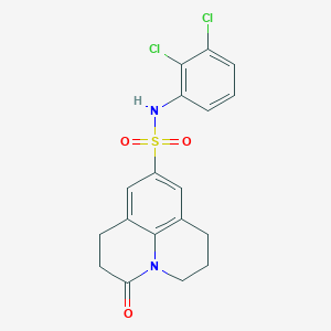 molecular formula C18H16Cl2N2O3S B2668500 N-(2,3-dichlorophenyl)-3-oxo-1,2,3,5,6,7-hexahydropyrido[3,2,1-ij]quinoline-9-sulfonamide CAS No. 898438-64-7