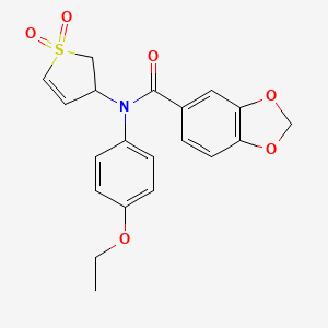 molecular formula C20H19NO6S B2668511 N-(1,1-dioxido-2,3-dihydrothiophen-3-yl)-N-(4-ethoxyphenyl)benzo[d][1,3]dioxole-5-carboxamide CAS No. 863020-76-2