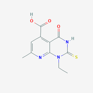 molecular formula C11H11N3O3S B2668519 1-Ethyl-2-mercapto-7-methyl-4-oxo-1,4-dihydropyrido[2,3-d]pyrimidine-5-carboxylic acid CAS No. 938002-52-9